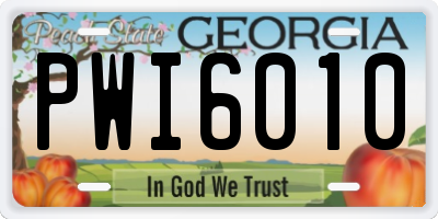 GA license plate PWI6010