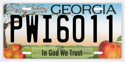 GA license plate PWI6011