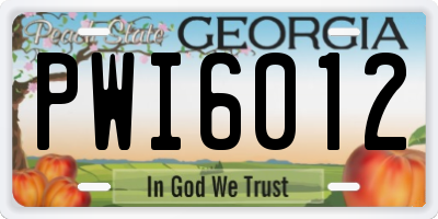 GA license plate PWI6012