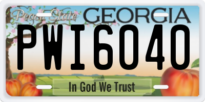 GA license plate PWI6040