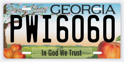 GA license plate PWI6060