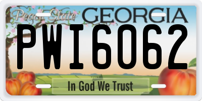 GA license plate PWI6062