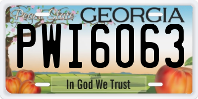 GA license plate PWI6063