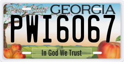 GA license plate PWI6067