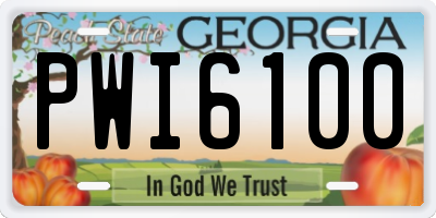GA license plate PWI6100