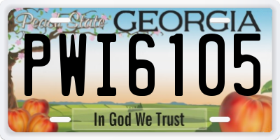 GA license plate PWI6105
