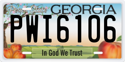 GA license plate PWI6106