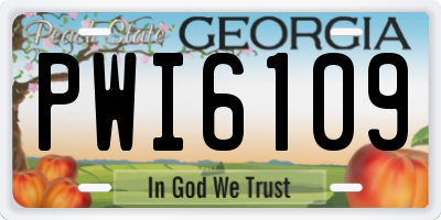 GA license plate PWI6109