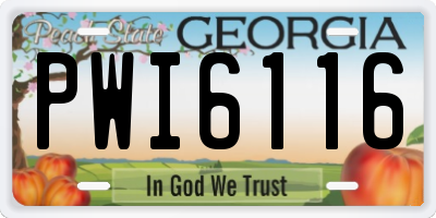 GA license plate PWI6116