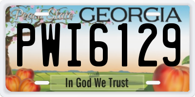 GA license plate PWI6129
