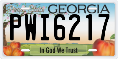 GA license plate PWI6217