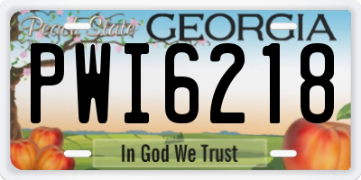 GA license plate PWI6218