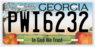 GA license plate PWI6232