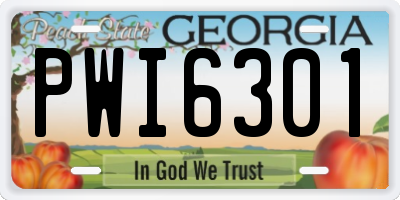 GA license plate PWI6301