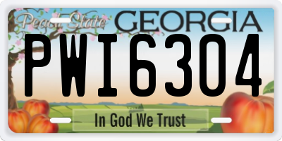 GA license plate PWI6304