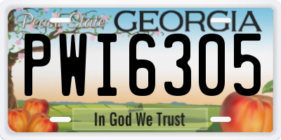 GA license plate PWI6305