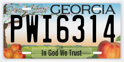 GA license plate PWI6314