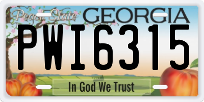 GA license plate PWI6315