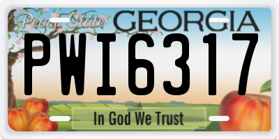 GA license plate PWI6317