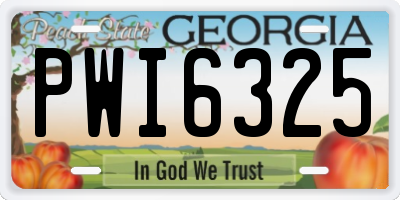 GA license plate PWI6325