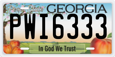 GA license plate PWI6333