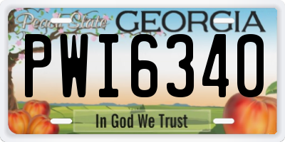 GA license plate PWI6340