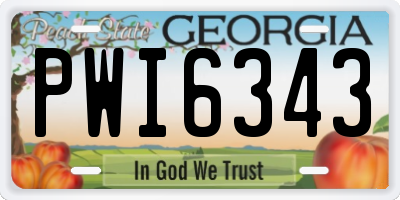 GA license plate PWI6343