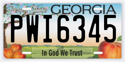 GA license plate PWI6345