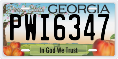 GA license plate PWI6347