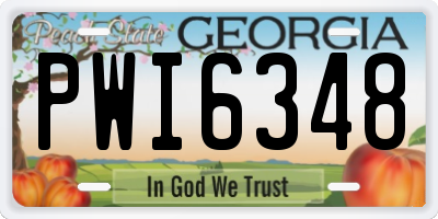 GA license plate PWI6348