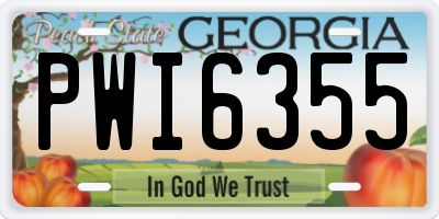 GA license plate PWI6355