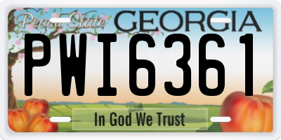 GA license plate PWI6361