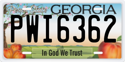 GA license plate PWI6362