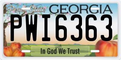 GA license plate PWI6363