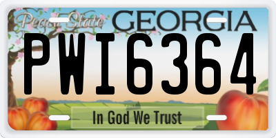 GA license plate PWI6364