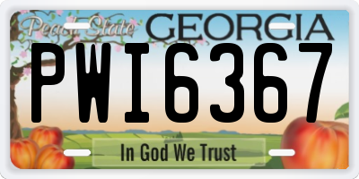 GA license plate PWI6367