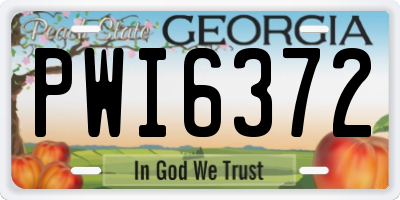 GA license plate PWI6372