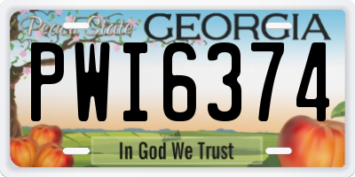 GA license plate PWI6374