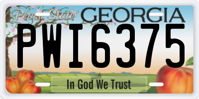 GA license plate PWI6375