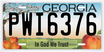 GA license plate PWI6376