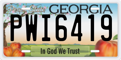 GA license plate PWI6419