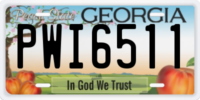 GA license plate PWI6511
