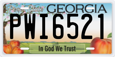 GA license plate PWI6521