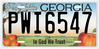 GA license plate PWI6547