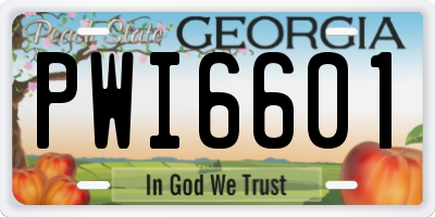 GA license plate PWI6601