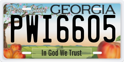 GA license plate PWI6605