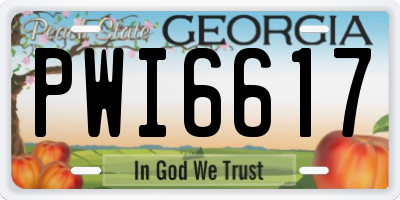 GA license plate PWI6617