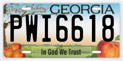 GA license plate PWI6618