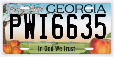GA license plate PWI6635