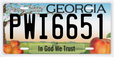 GA license plate PWI6651